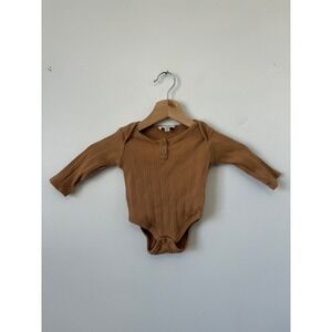 Jessica Simpson Baby Ribbed Long Sleeve Onesie – Brown – 3-6M